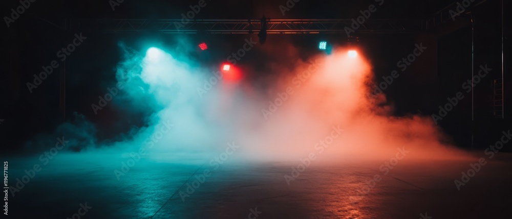 Aufkleber dramatic stage setup with fog and colored lights creates an atmosphere of mystery at an evening even
