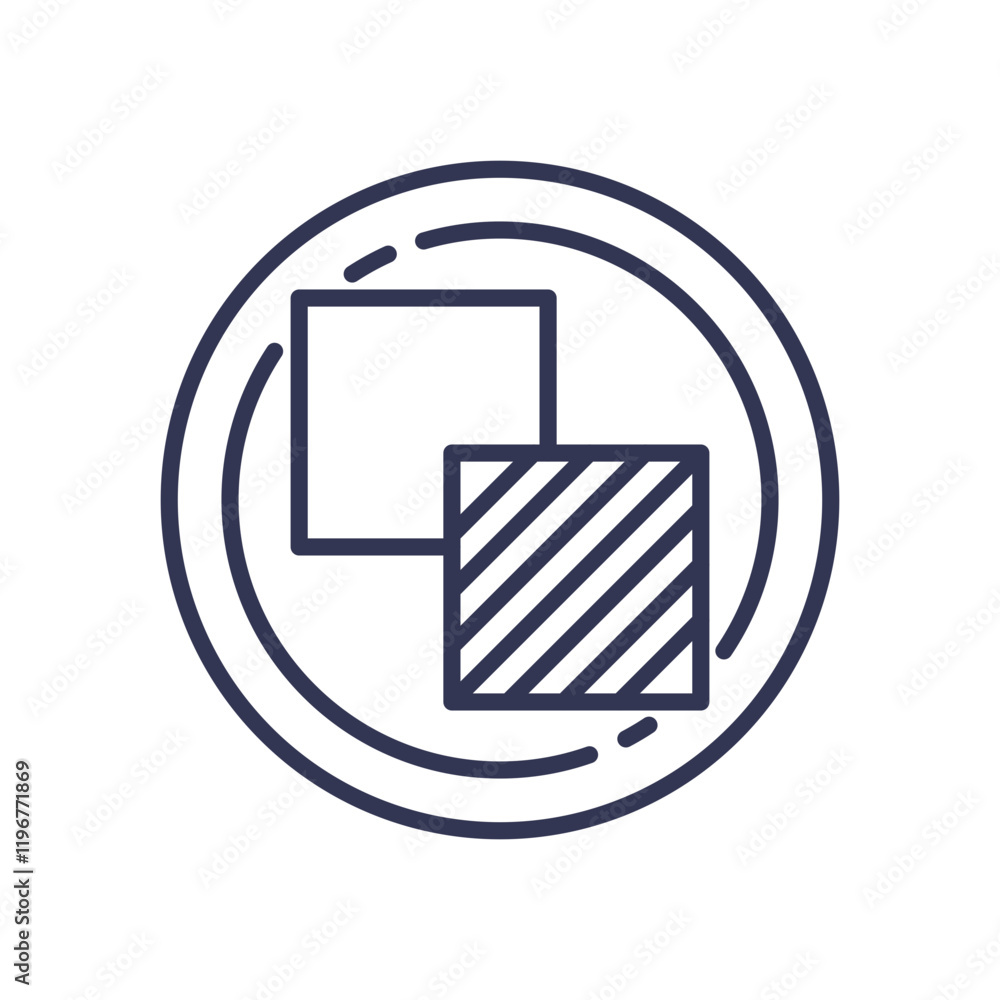 Poster overlapping squares in a circle symbolize clarity and focus.