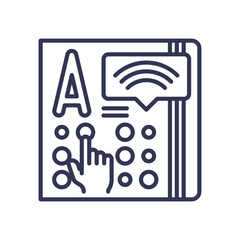 Illustration of interactive content with touch and audio elements.