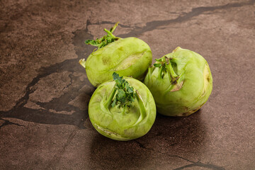 Raw fresh organic kohlrabi cabbage