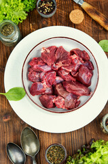 Uncooked raw deer meat fillets. © nikolaydonetsk