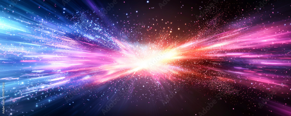 Poster vibrant abstract background with colorful light streaks and a sense of motion.