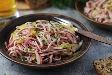 Traditional German dish - Wurst salad
