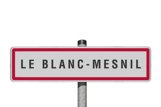LE BLANC-MESNIL panneau entrée d'agglomération, (symbolique)