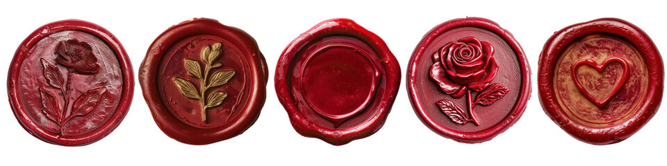 PNG Elegant wax seal designs, element set on transparent background