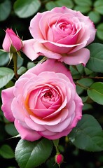 pink roses in a garden