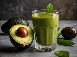 Healthy Homemade Avocado Smoothie with Spinach Pineapple and Yogurt
