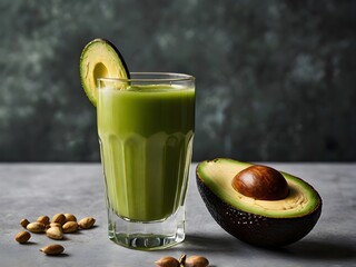 Healthy Homemade Avocado Smoothie with Spinach Pineapple and Yogurt
