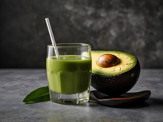 Healthy Homemade Avocado Smoothie with Spinach Pineapple and Yogurt
