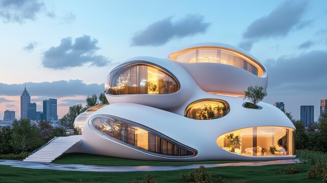 Modern Abstract Architecture with Unique Organic Design Elements