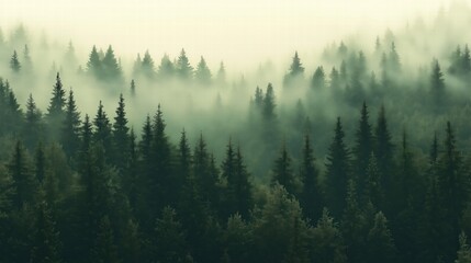 Misty Evergreen Forest Landscape