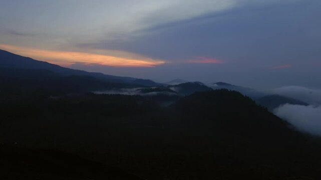 Panning Twilight shot from the top of Paricutin Volcano in Michoacan, Mexico