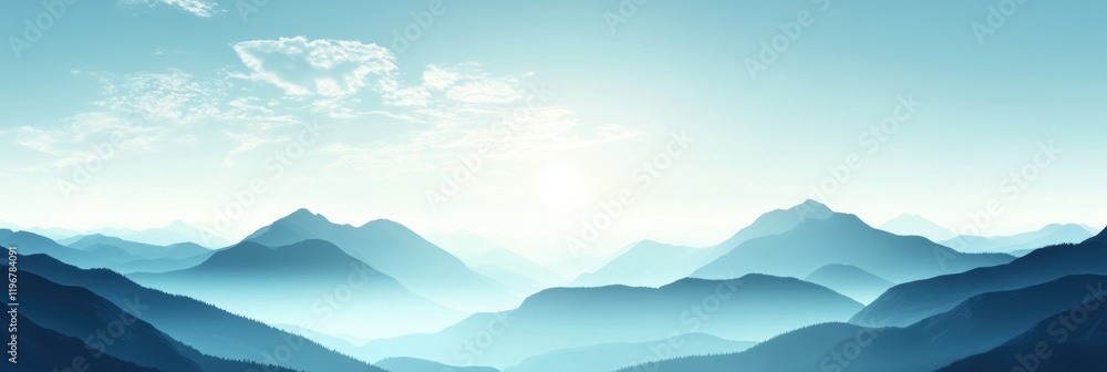Fototapete expansive mountain landscape with clear skies, ideal for adding text and information. generative ai