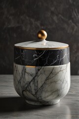 A marble bowl with a trend material for lid and handle,practical,special design 