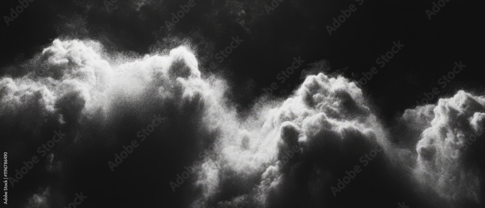Poster Illuminated fine dust particles create an atmospheric haze against a dark background
