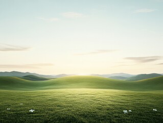 Naklejka premium Modern St. Patrick’s Day Aesthetic Sunset Roadway with Glowing Shamrock Lights on Rolling Hills – Spring Marketing and Event Inspiration for Green Seasonal Designs