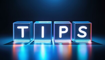 コツや秘訣を意味する英単語のTIPSの文字が書かれたキューブブロック。 aiで生成