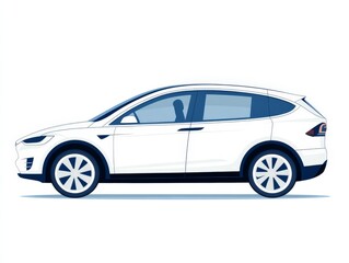 Fototapeta premium Sleek white electric SUV in a clean setting combining modern aesthetics energy efficiency and advanced technology for sustainable urban commuting
