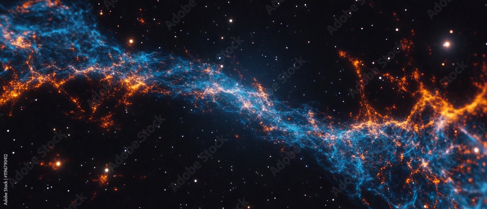 Poster Swirling patterns of dark matter simulations create cosmic mystery and scientific visualization in space