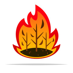 Wildfire forest fire vector isolated illustration
