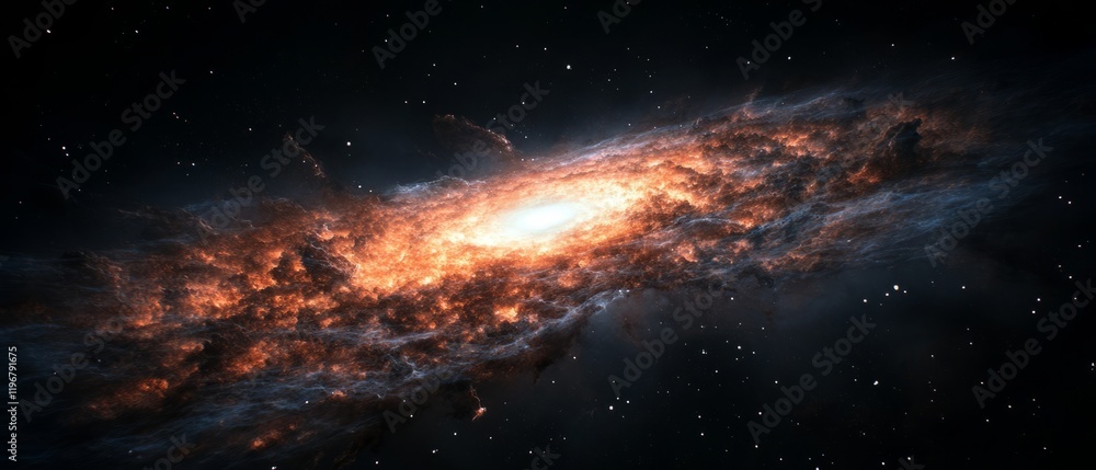 Poster swirling vortex of dark matter and energy creates a cosmic illusion of vastness in deep space