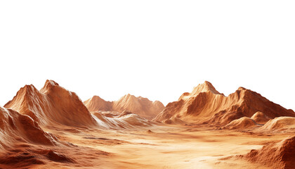 Martian landscape Baren desert isolated on a white background
