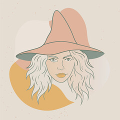 vector silhouette of a witch's face with sharp, angular features,