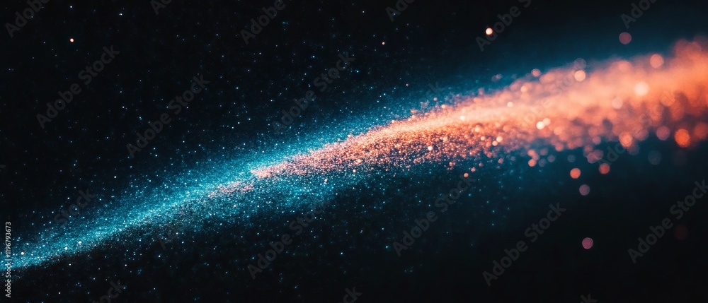 Poster shimmering stardust trail illuminating the dark void of space with enchanting colors