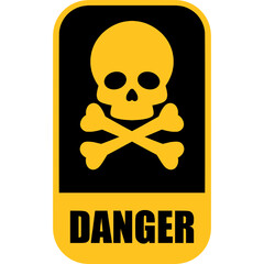 Various safety signs. Yellow and black Warning sign. skull and crossbones Symbol 
