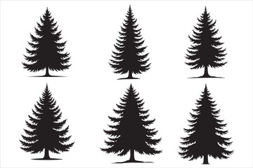 Obraz premium Pine Tree Silhouette Vector Art Set