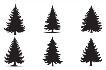 Obraz premium Pine Tree Silhouette Vector Art Set