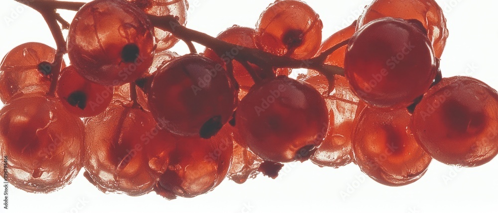 Poster vibrant red currants display translucent skin and tart-sweet flavor in a natural cluster