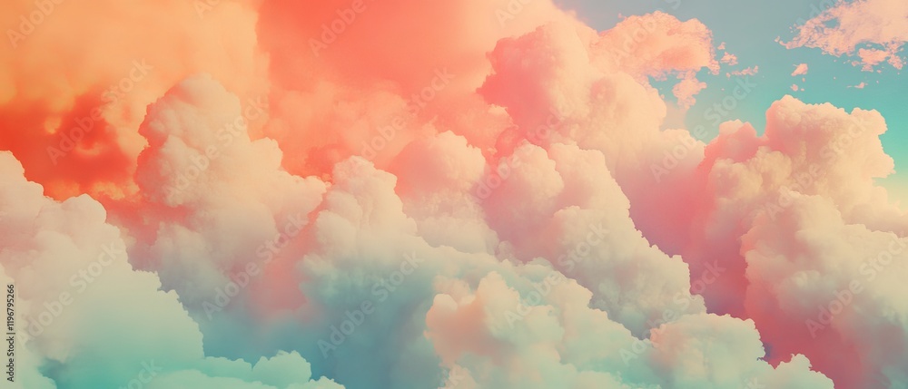 Poster vibrant rainbow gradient blends with soft pastel hues for a dreamy ethereal atmosphere