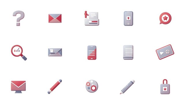 Flat vector icons in bold, bright colors and minimal detailing