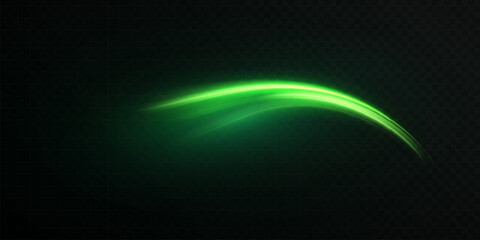 Light bright green glowing colorful curved line with magic light effect. Glow effect for game interface design and illustrations.