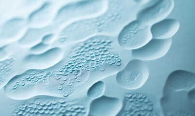 close up view of textured surface with soft blue background, featuring pattern of small, round indentations that create modern and tech inspired aesthetic