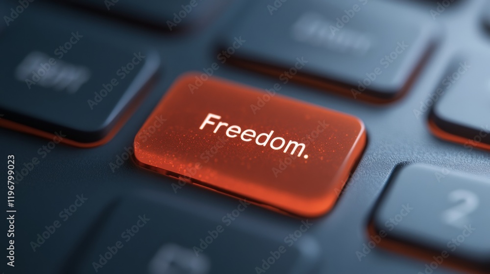 Poster tech activism aesthetic glitch-effect freedom key on modern keyboard - empowering digital rights and