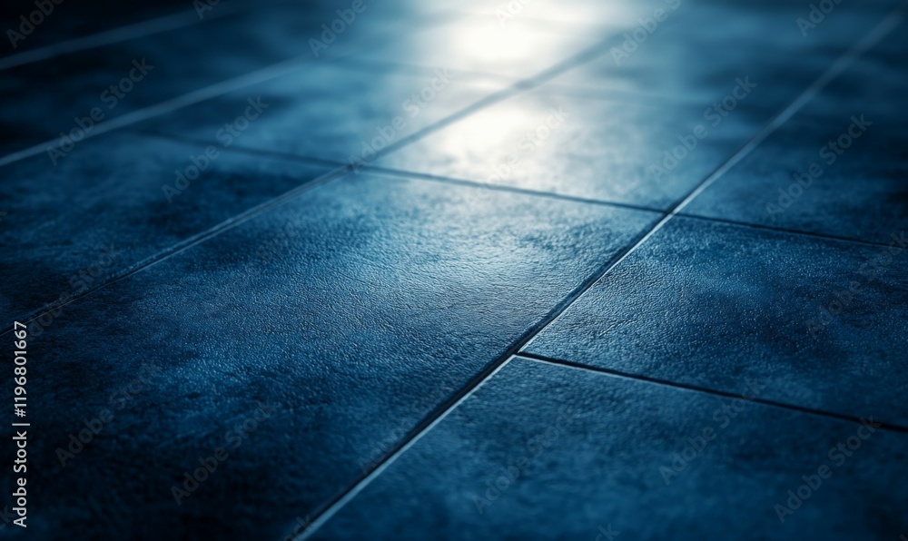 Poster close-up of a deep blue textured floor with subtle light reflections