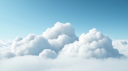 Naklejka premium Pastel Cloud Aesthetic Soft, Fluffy Clouds Against Serene Blue Sky - Tranquil Visual Content for Modern Wellness and Mindfulness Branding