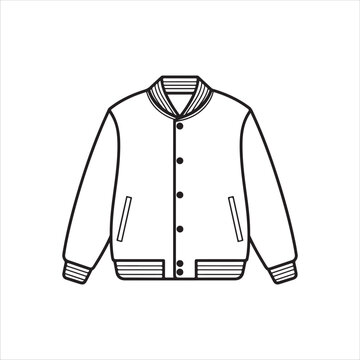 recommend clip art: Varsity Jacket - Activewear Jacket Design with Pocket - Jackets Fashion Technical Illustration