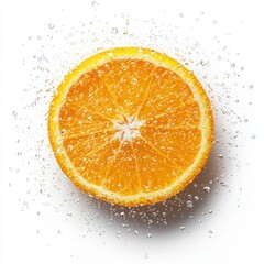Freshly squeezed orange beverage splash studio setting food clean background top-down view refreshing concept