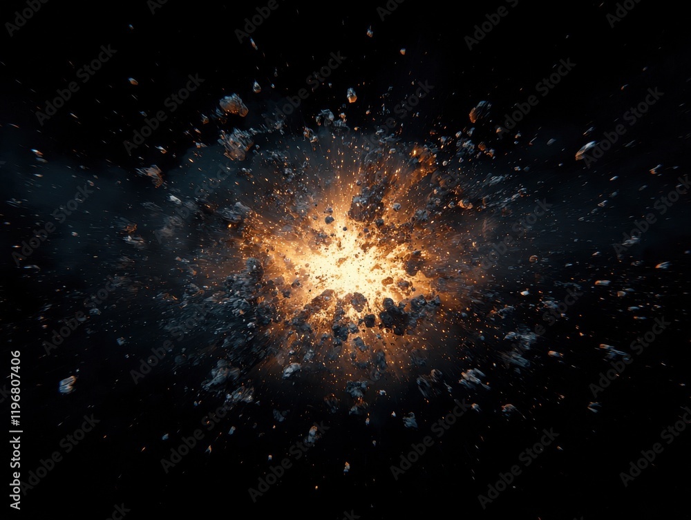 Poster galactic implosion event cosmic explosion in space digital art stunning visuals abstract reality