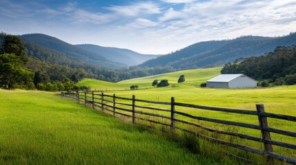 Serene Farm in a Mountain Valley
