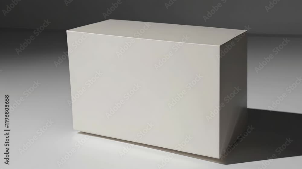 Poster white box on a neutral background, captured with smooth rotating angles, ideal for mockup presentati
