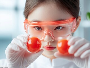 Future-Forward STEM Learning Young Girl Experimenting with Biodegradable Materials in Lab - Inspiring Next-Gen Sustainability in Education and Science Promotion