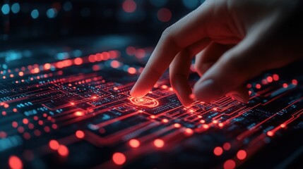 Digital Interface Touch Control Data Cyber Circuit