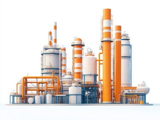 Obraz premium Modern chemical factory with industrial pipes and towers showcasing advancements in manufacturing energy production and sustainable industrial solutions