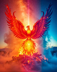 Phoenix Dawning Above The Flames, The Journey Of Yin And Yang, Fire and Water