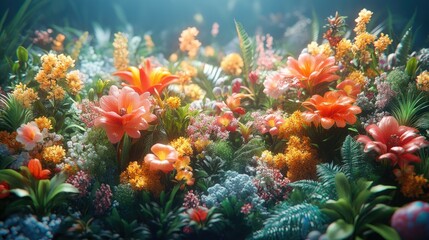 Vibrant Floral Paradise: A Digital Journey into a Lush Garden of Exotic Blooms