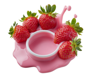 Stunning Strawberries in a Pink Splash of Delightful Dessert , isolated on white background PNG